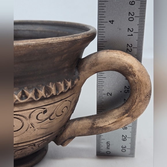 Keramika Ceramic Pottery Oversized Cup Light to Dark Browns Handmade Rustic - Picture 8 of 10
